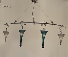 GOCCIA di "LAMP INTERNATIONAL" lampadario montatura nikel cromo vetri bianchi