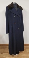Long Tall Sally Full Length Coat 14/16 Navy Faux Fur Collar Wool Cashmere Long 