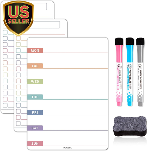 Magnetic Weekly Calendar for Refrigerator, Magnetic Menu Board Set for Fridge...