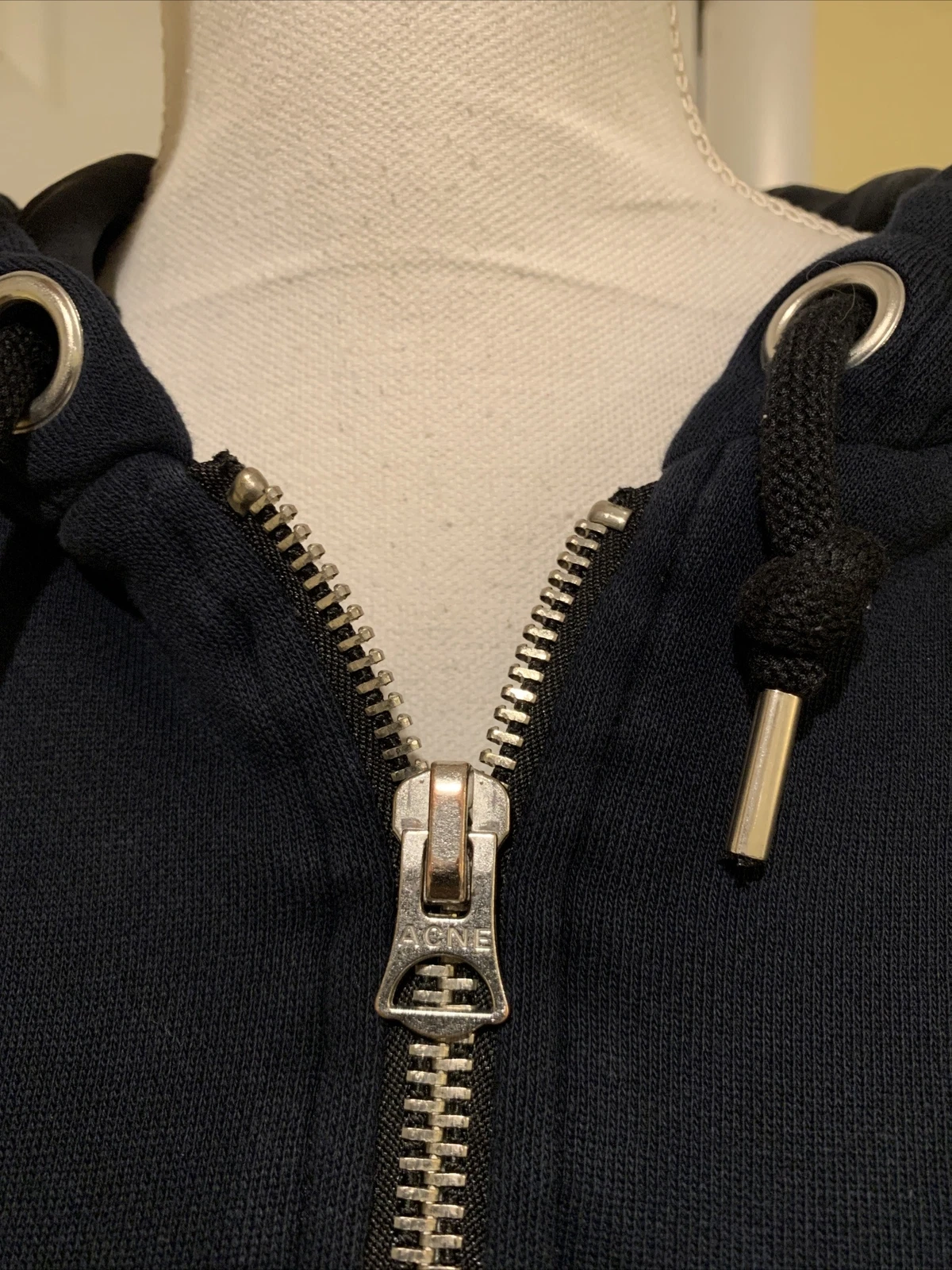 ACNE STUDIOS Felpa con cappuccio da donna unisex punta in pile nero cerniera intera taglia S