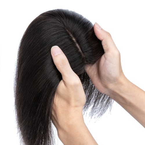 US CLEARANCE 100% Real Human Hair Clip In Top Topper Remy Piece Silk Base Toupee - Picture 22 of 54