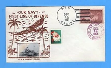USS Braine DD-630 "First Line of Defense" Dec 14, 1951 - Gmahle/Bilka Cachet