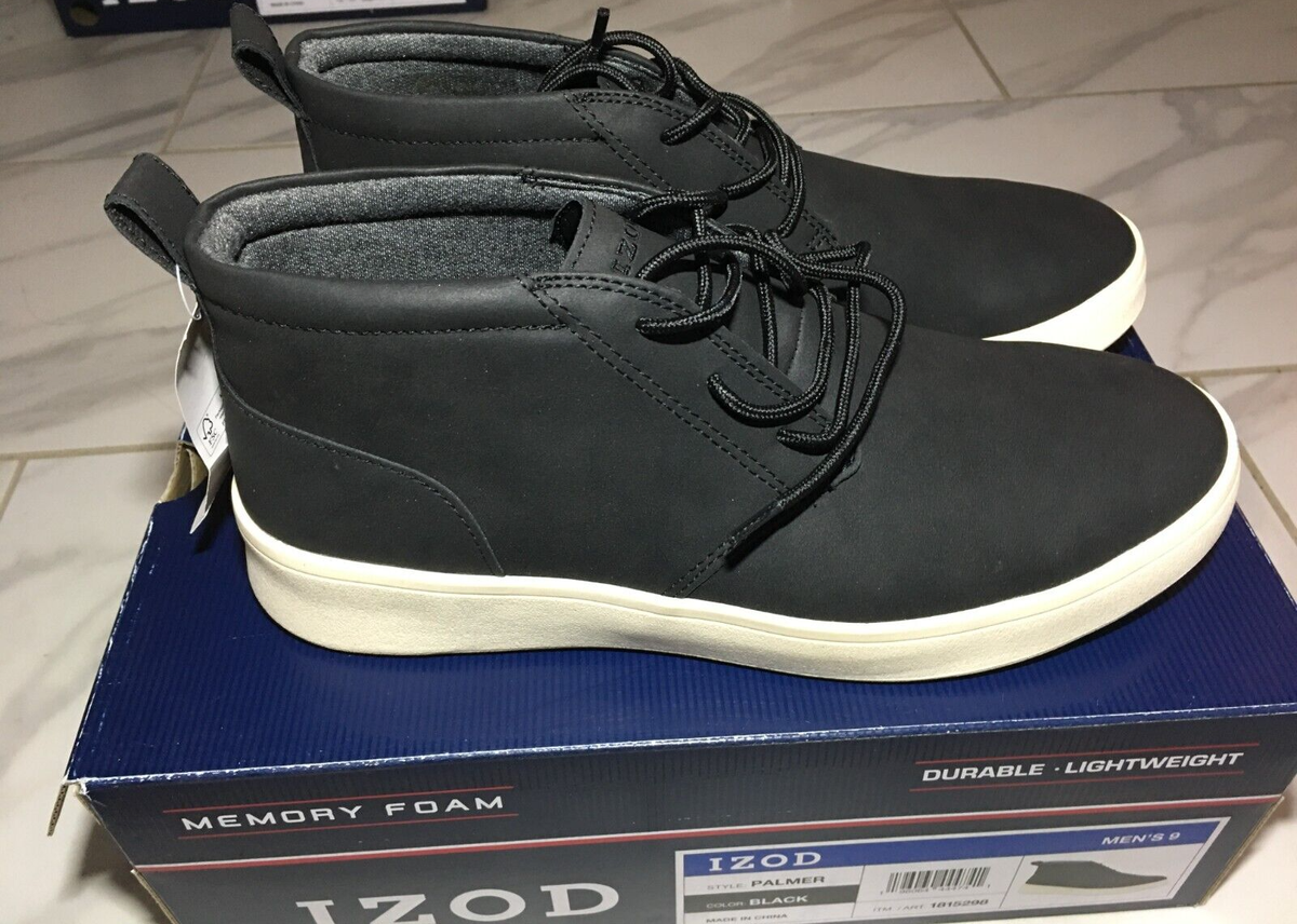 Izod Palmer Men’s Black Memory Foam Lace Comfort Warm Vegan Leather Boots s 9 Amazon.com | IZOD Mens Palmer Chukka Boots, Black, 8M | Chukka main image 3