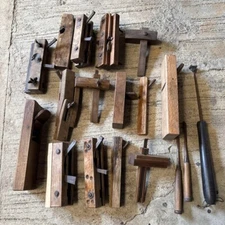 Japanese Nomi Chisel Vintage Old Retro Oire Tools Set of 18 Hammer F/S From JP