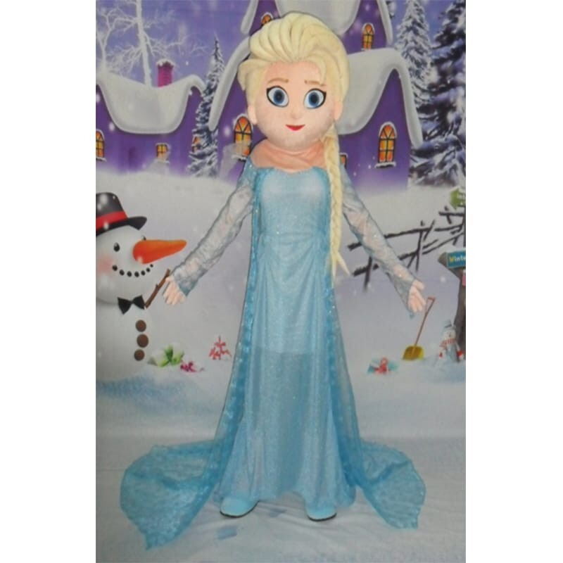 Elsa Mascot Costume Halloween Birthday Party Disney Frozen Adult Fancy
