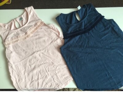 Zwei TU ärmellose Sommertops GC Alter 14 rosa und marineblau passen auch Größe 8
