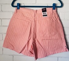 NWT Vintage 90s Bill Blass Coral Striped Jean High Waisted Mom Shorts Size 8