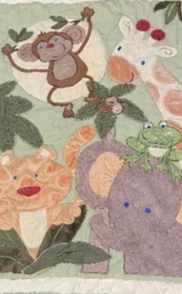 Manta de bebé Nojo Safari Jungle de felpa verde mono elefante tigre jirafa Foto 2 de 4