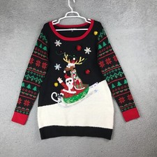 United States Sweater Holiday Santa Sledding Christmas Knit Sweater Size XL