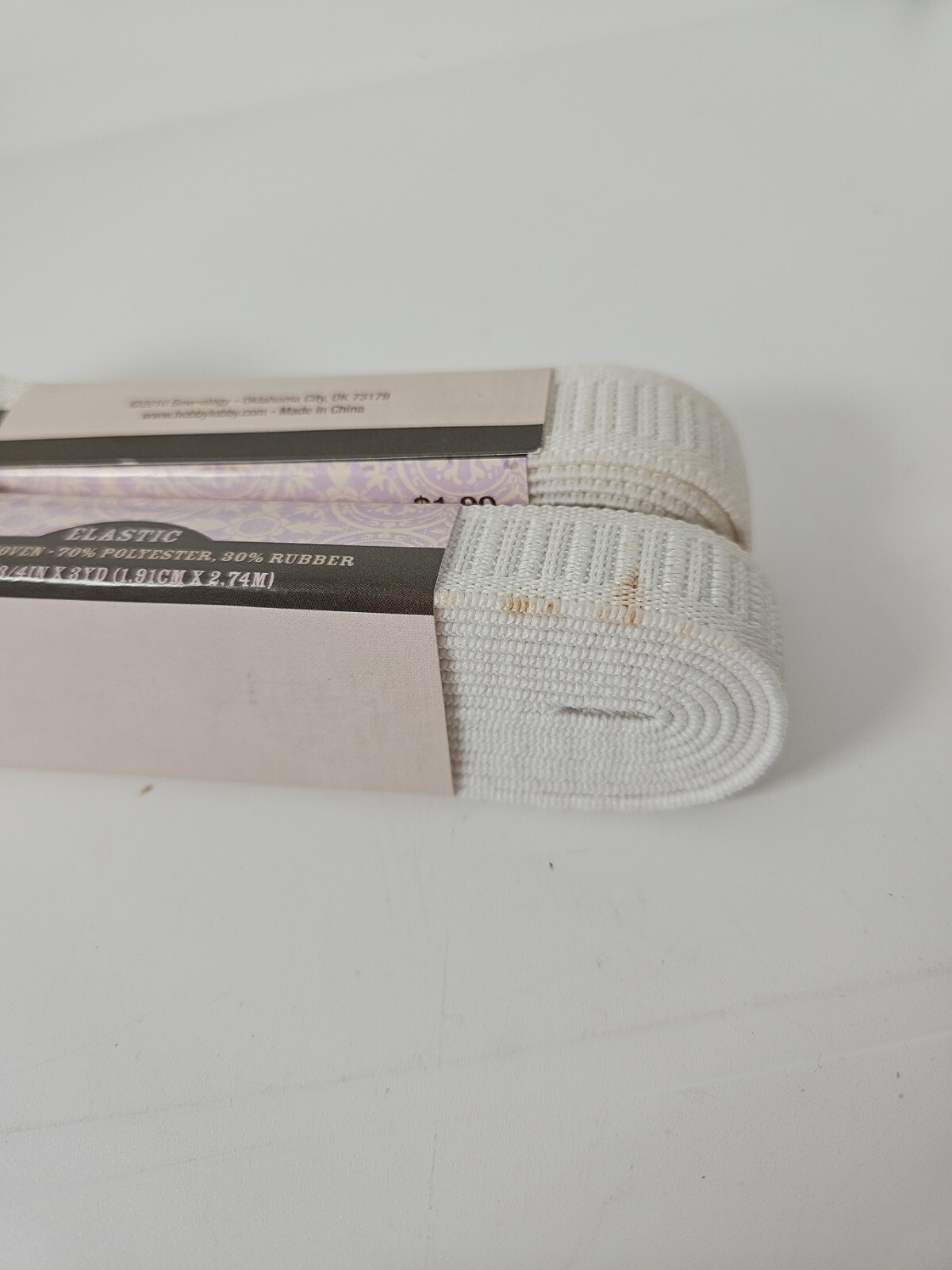 NIP Sewology White Elastic Non  Roll Woven 70 % Polyester 30% Rubber 1.4-1.7 ft