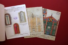Progetto di Restauro di Due Finestre Chiesa di Albareto Modena 3 Acquarelli 1905