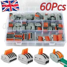 60pc Electrical Connectors Wire Block Clamp Terminal Cable 12V 240V Reusable