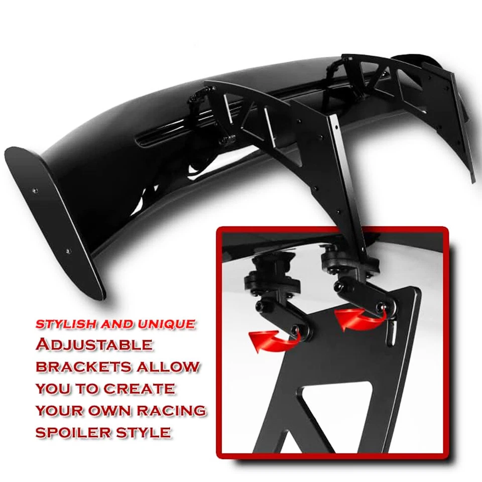 For Mitsubishi 3000GT Glossy Black 57"Rear Spoiler Wing Truck GT-Style Screw-On - Image 2 of 4