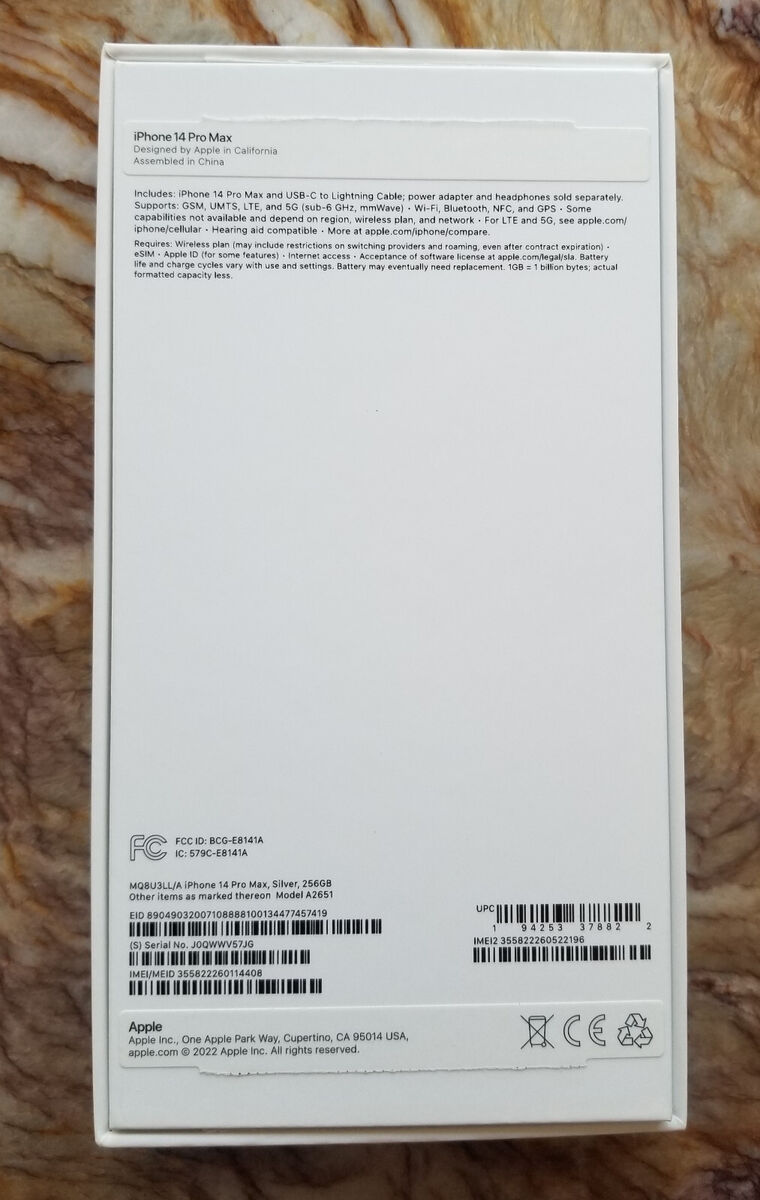 Apple iPhone 14 Pro Max Silver 256GB ~ Genuine OEM A2651 Apple iPhone 14 Pro Max Silver 256GB ~ Genuine OEM A2651
