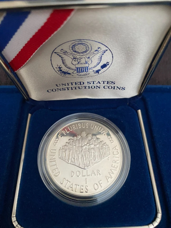 U.S. CONSTITUTION SILVER $1 COIN 200th Anniversary 1787-1987 San Fransico Mint - Image 3 of 4