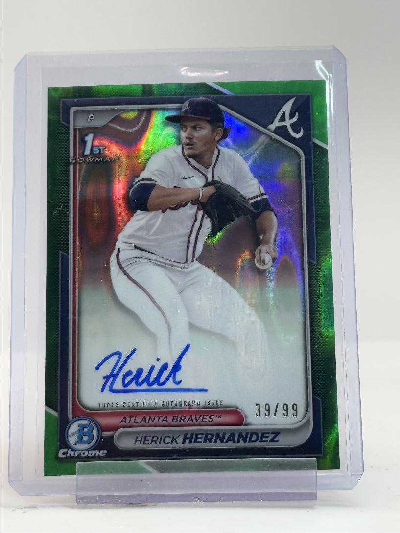 HERICK HERNANDEZ 2024 BOWMAN CHROME 1ST DRAFT GREEN LAVA AUTO /99 Q3855