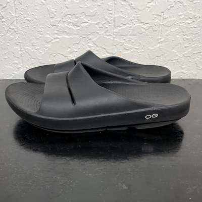 OOFOS Original Sandals Mens Sz 10 Womens Sz 12 Black Flip 