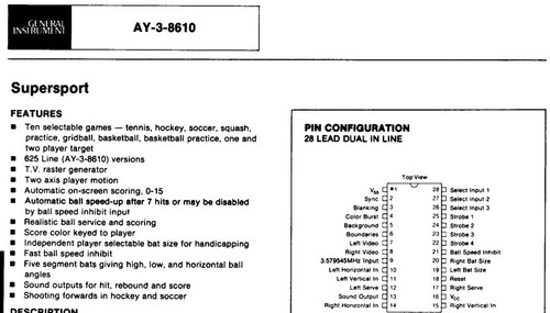 AY-3-8610 AY-38610 General Instrument PONG Match color videomaster 10 games NOS - Imagen 5 de 5