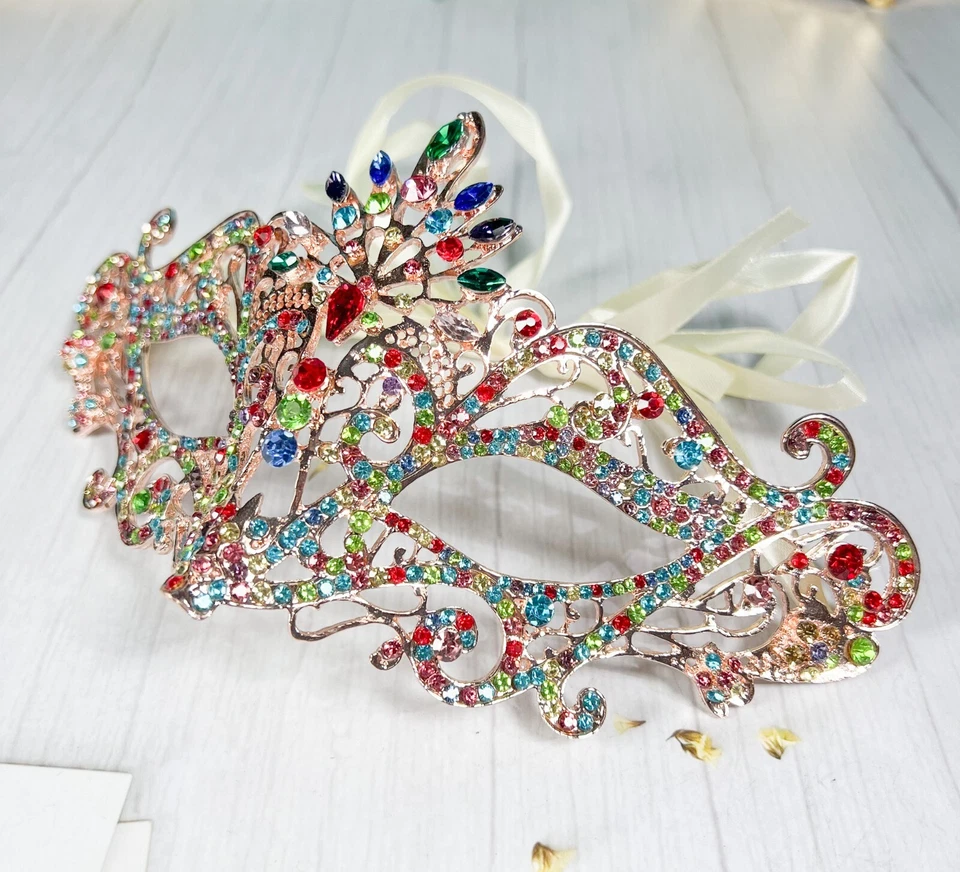 Masquerade Ball Party Gold Mask, Venetian Rainbow Eye Masks, LGBTQ Parade, Prom - Image 2 of 3