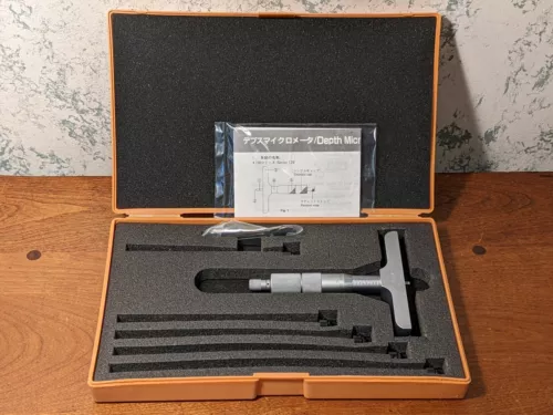 MITUTOYO 0-6 Inch DEPTH MICROMETER SET NO 129-132 w/ CASE - Lot1a