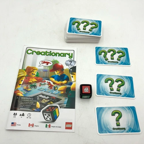 LEGO 3844 Creationary Replacement Parts 96 Game Cards Manual Dice Excellent!