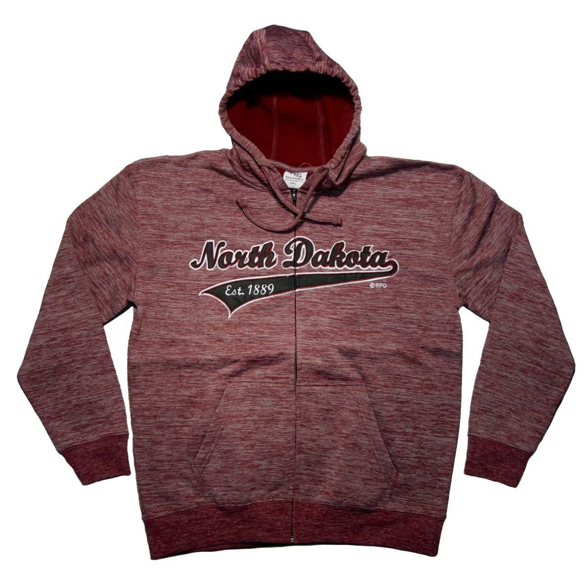 RPG Souvenirs North Dakota Sweatshirt Size XL Maroon Zip Front Hooded Jacket