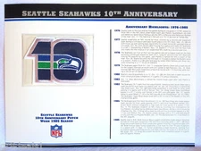 SEATTLE SEAHAWKS ~ 10th ANNIVERSARY NFL TEAM PATCH ~ Willabee & Ward WORN 1985