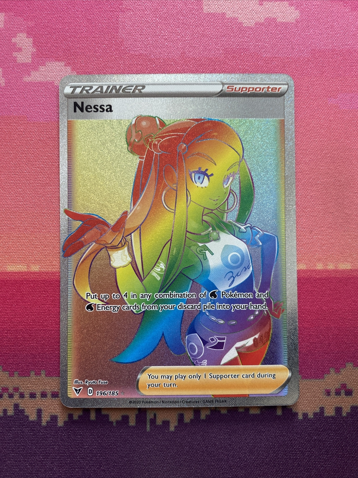 Pokemon Card Nessa 196/185 Rainbow Rare Vivid Voltage Near Mint eBay