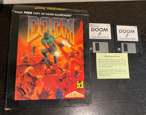 DOOM SHAREWARE 1993 PC Big Box 3.5" Diskettes Id Software GT Interactive