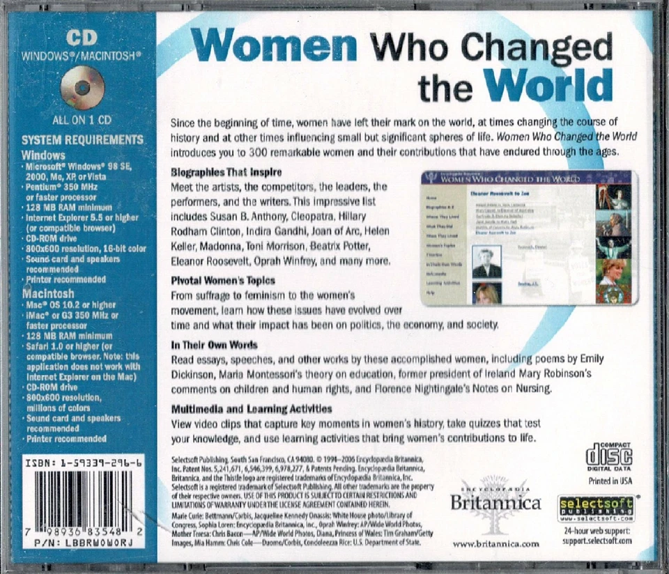Encyclopedia Britannica Women Who Changed The World Pc New XP 300 Women Videos - Image 2 of 2