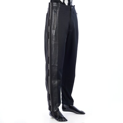 GIVENCHY 2250$ Black Leather Panelled Jogging Pants - Logo Detail