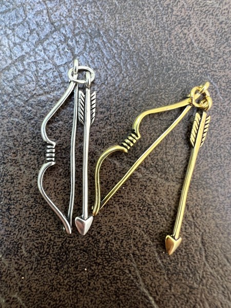 Alternate view of Real 925 Silver 14k Gold Plated Bow Arrow Cupid Pendant Necklace Charm