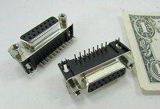 Lot 8 Angled Female D-Sub PCB Board Connectors 15-Position DA-15 205A-15RGTAAC3