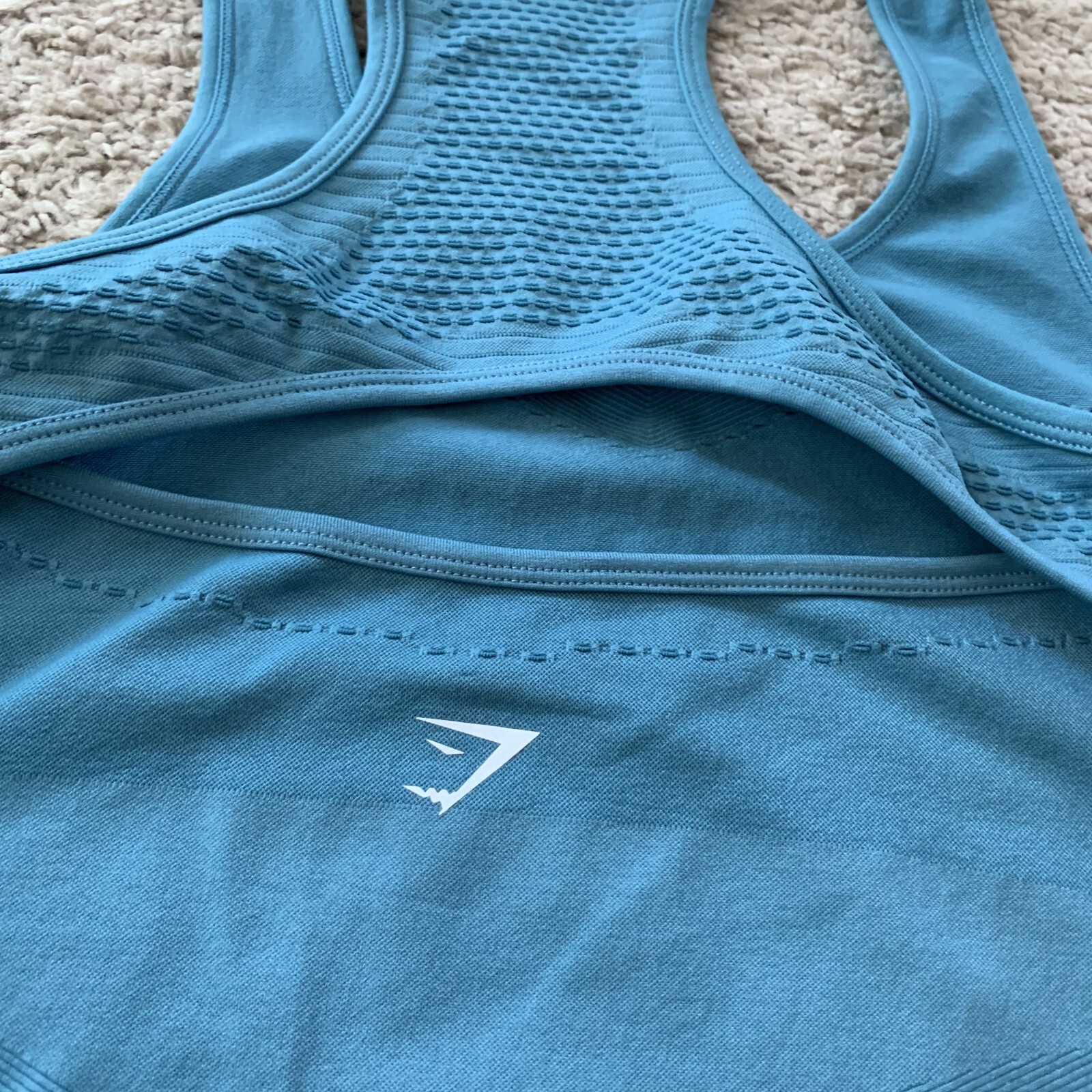Gymshark Tank Top Womens Medium Blue Flawless Knit Racerback Nylon