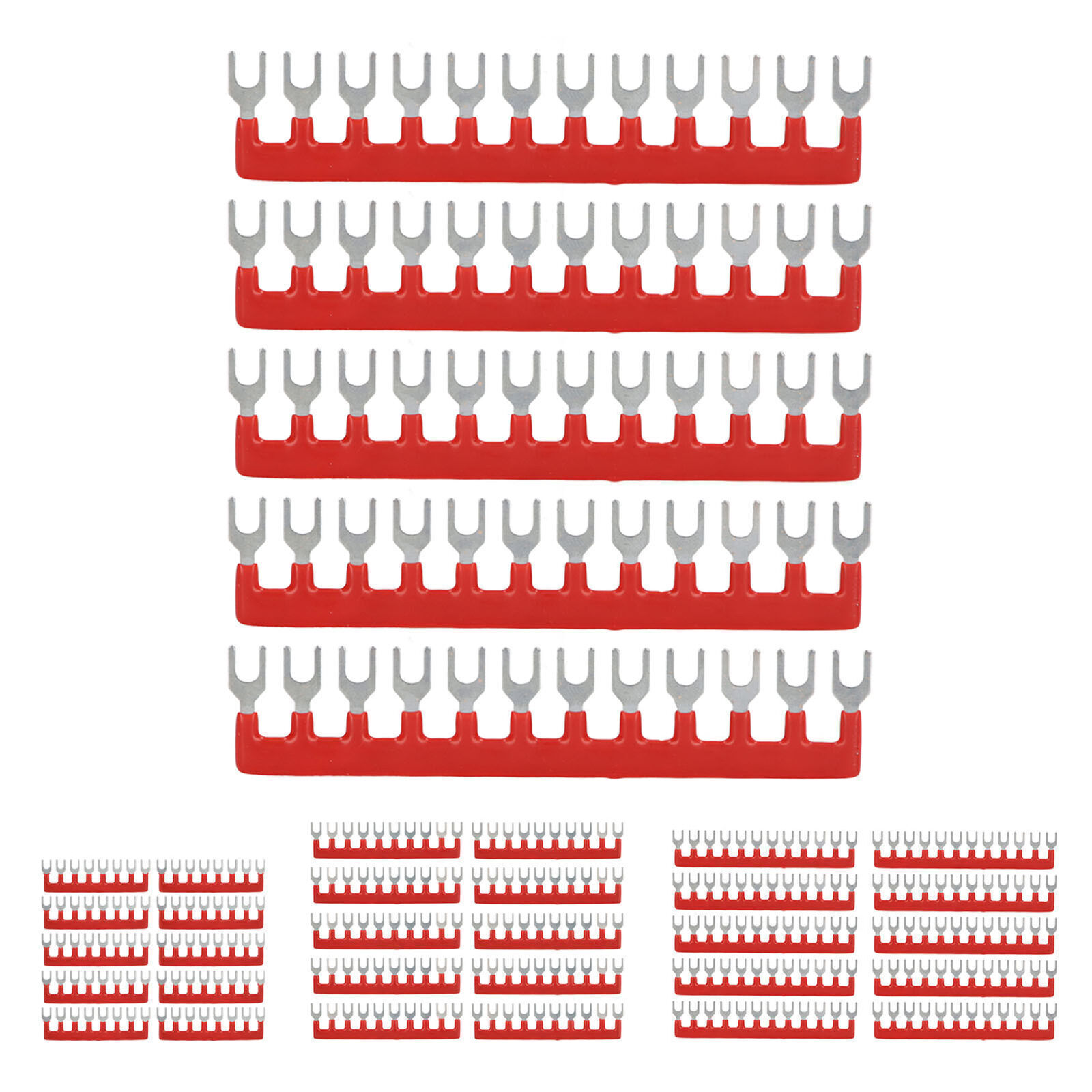 10Pcs Terminal Strip Red Fork Type 400V 15A Red Copper Flame Retardant Terminal