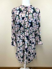 J Crew Mercantile S Drapey Tie Front Dress In French Floral Chiffon Navy Pink