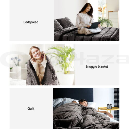 Giselle Bedding Faux Mink Quilt Plush Throw Blanket Comforter Duvet Cover Double - Picture 9 of 11