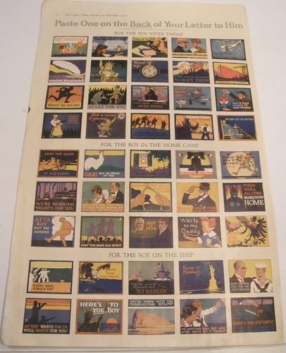 NOVEMBER 1918 WORLD WAR I RELATED CINDERELLA POSTER STAMPS LADIES HOME JOURNAL