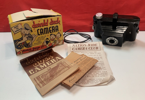 Vtg 1946 Donald Duck Film Camera w Box & Instructions Herbert George Co Untested