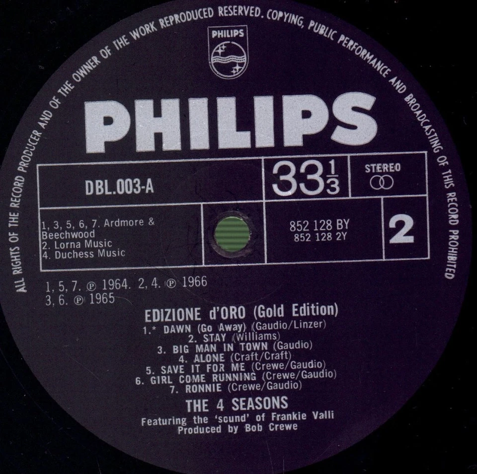 Four Seasons Edizone D'oro (Gold Edition) double LP vinyl UK Philips 1969 in - Image 4 of 4