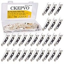 150PCS Bar Pins Backs Safety Clasp, Silver Locking Pins 25MM Brooch Clasp Pins