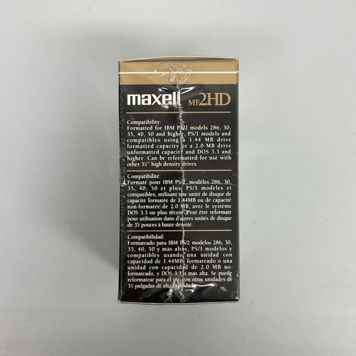Maxell MF2HD High Density Floppy Disks 10 Pack Factory Sealed New Old Stock NOS - Afbeelding 2 van 6