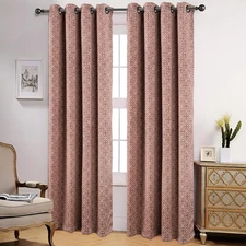 Medici Embossed Room Darkening Grommet Window Panel, Rose, 54x84 Inches