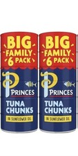 12 x 145g Princes Tuna Chunks in Sunflower Oil - 2 x 6 Tins 1.74kg Canned Fish
