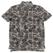 Chaps Mens Short Sleeve Performance Polo Shirt Gray Leaf Print