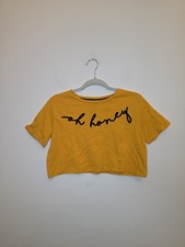 Mustard Yellow Oh Honey Crop Slogan Oversized...