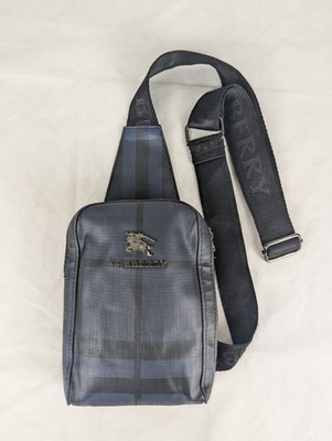 Authentic Burberry Blue Nova Check PVC Crossbody Bag Designer Shoulder Bag