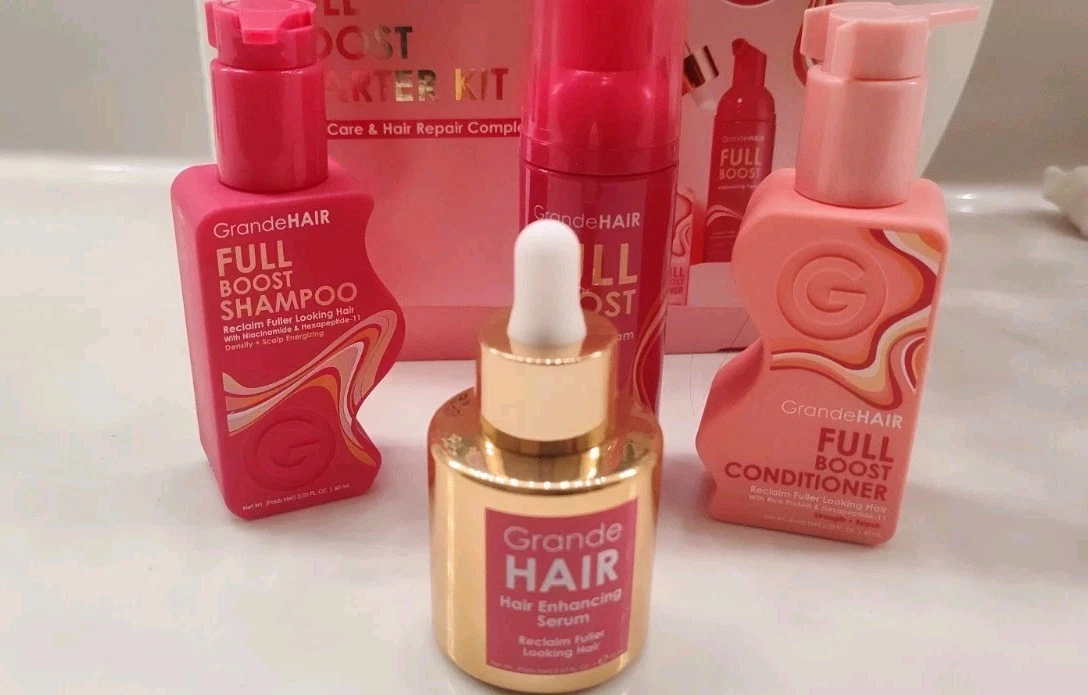 GrandeHAIR Full Boost Starter Hair Kit Serum, Foam, Shampoo/Conditioner
