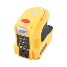 Durable Power Inverter 220W for DeWalt 20V Battery with USB Type-C and Light