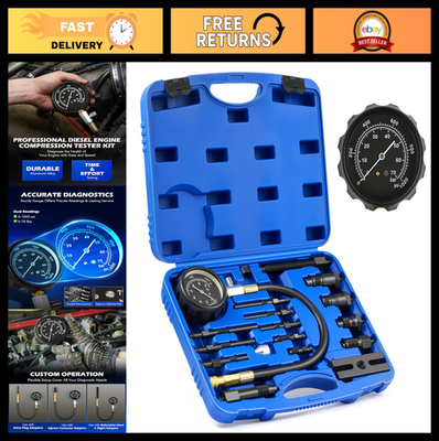 #ad Diesel Engine Compression Tester Kit 18pc Adjustable Pressure Gauge amp; Adapters $86.99